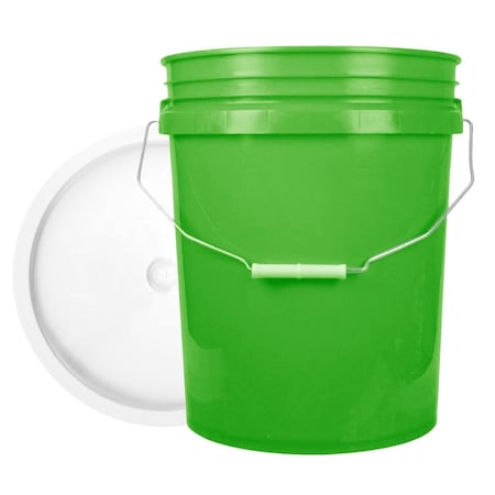 World Enterprises Bucket, 12 in H, Lime Green and White 5LIGRN,345WHT